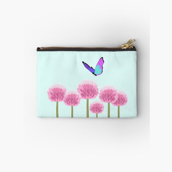 Item preview, Blue purple butterfly over pink allium flowers designed and sold by orangerinka.