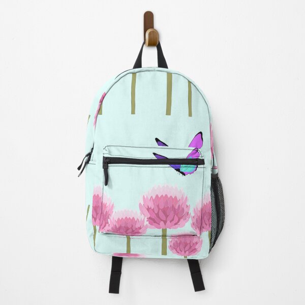 Item preview, Blue purple butterfly over pink allium flowers designed and sold by orangerinka.