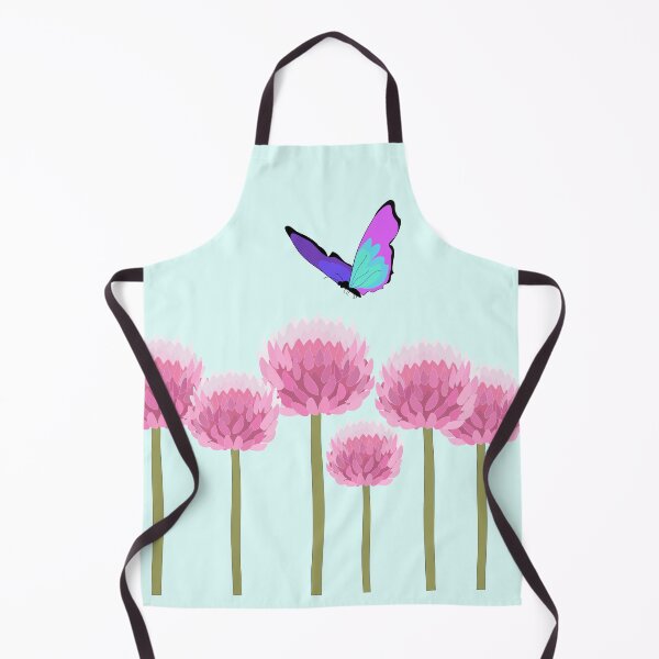 Item preview, Blue purple butterfly over pink allium flowers designed and sold by orangerinka.