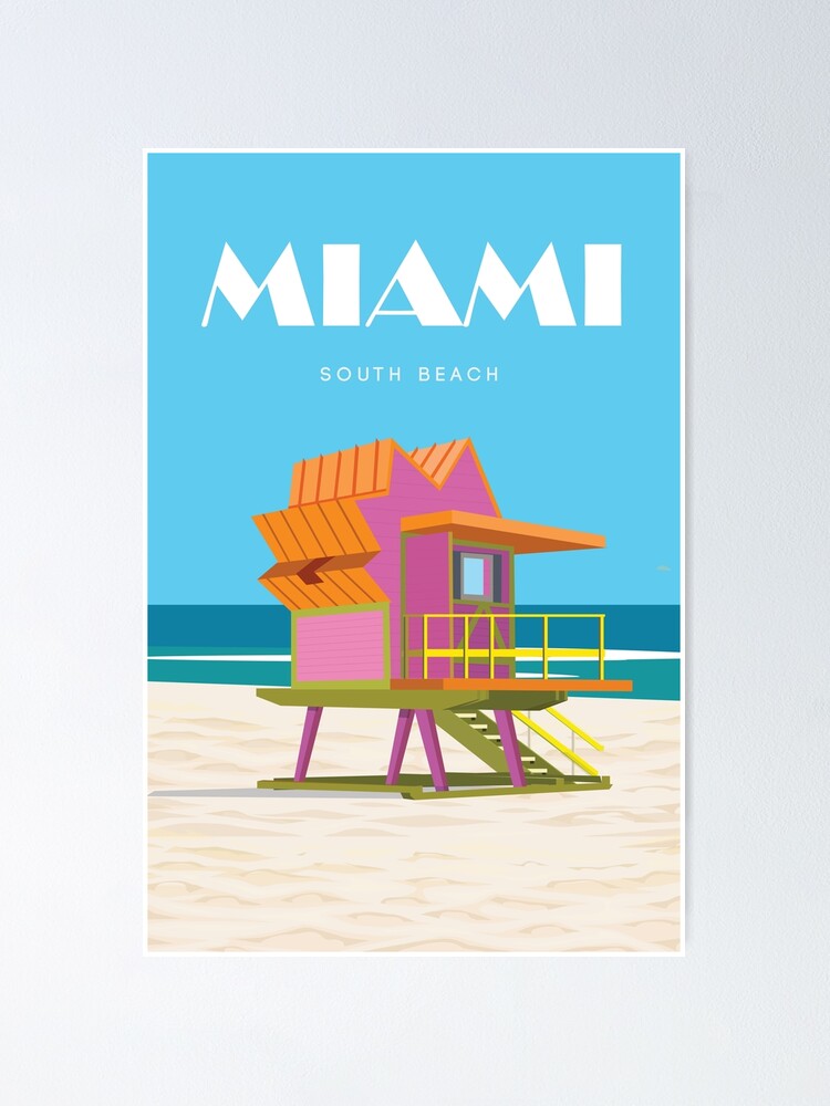 SOUTH BEACH MIAMI FLORIDA Wall Art Vacation Print Beach Print Poster