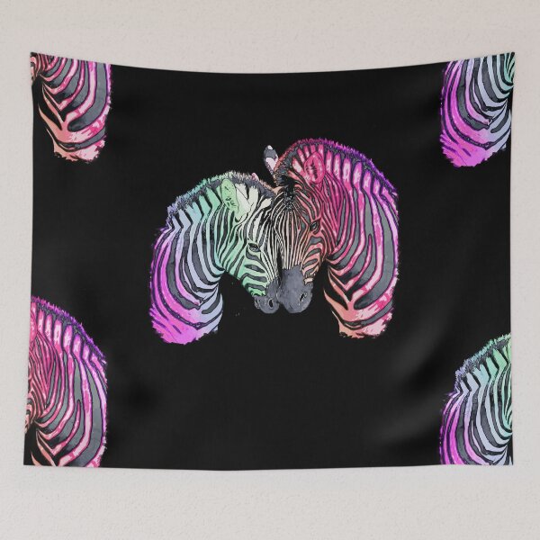 Artikelvorschau, Buntes Aquarell Zebra, Regenbogenfarbe, Farbe, Zebradruck, Tierdruck, bunte Zebrastreifen entworfen und verkauft von Collagedream.