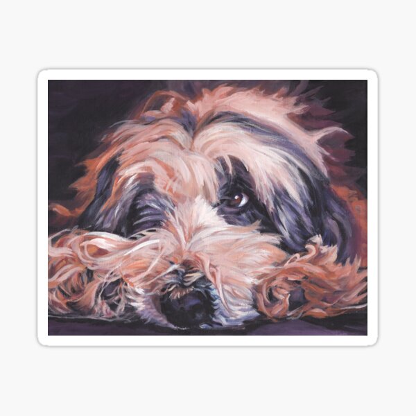 Bearded Collie Fine Art Painting Sticker