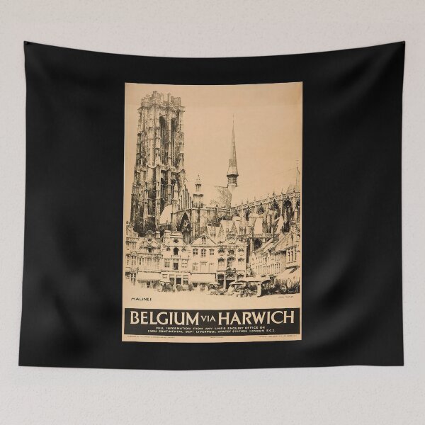 Item preview, retro classic Belgium via Harwich poster designed and sold by CorasPosters.