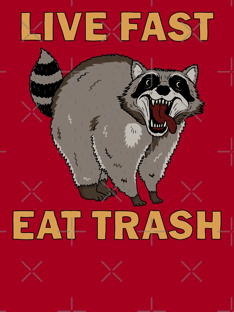 live fast eat trash raccoon