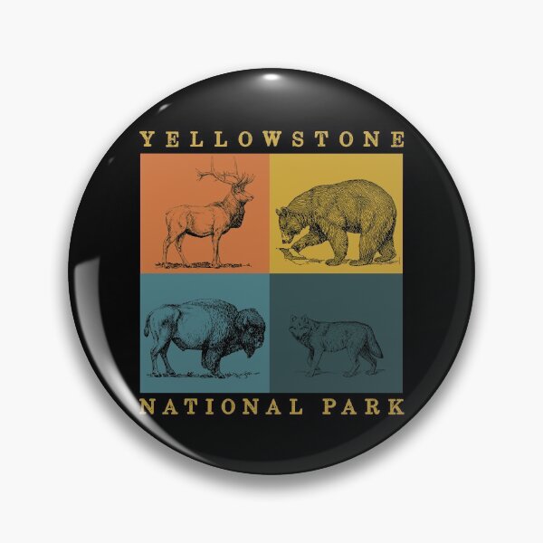 Item preview, Yellowstone National Park Retro Animals Elk Bison Wolf Bear Gear designed and sold by DynamicDesign.
