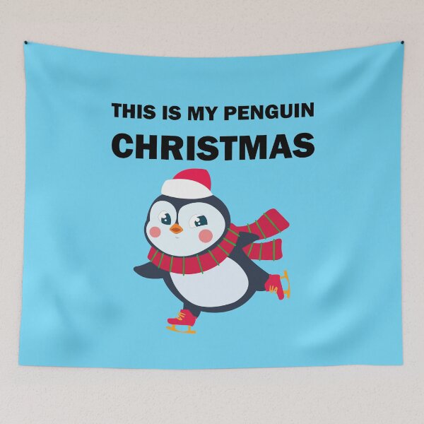 Item preview, This is my penguin christmas funny ice skating cute penguin with christmas scarf  designed and sold by SGS-.