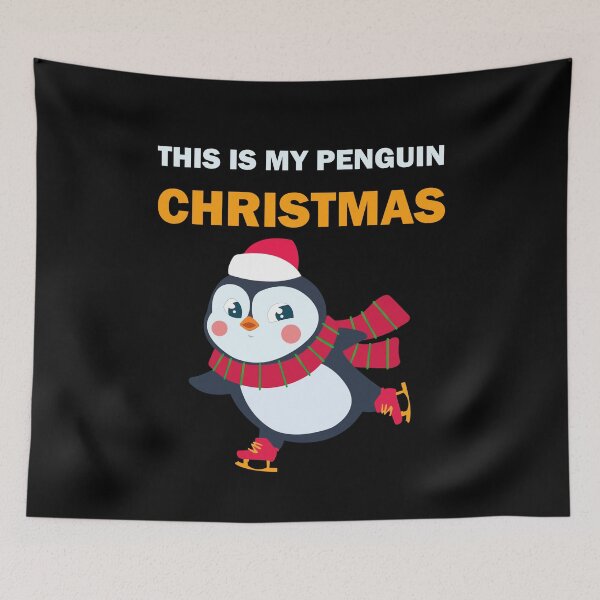 Item preview,  This is my penguin christmas light text funny ice skating cute penguin with christmas scarf  designed and sold by SGS-.
