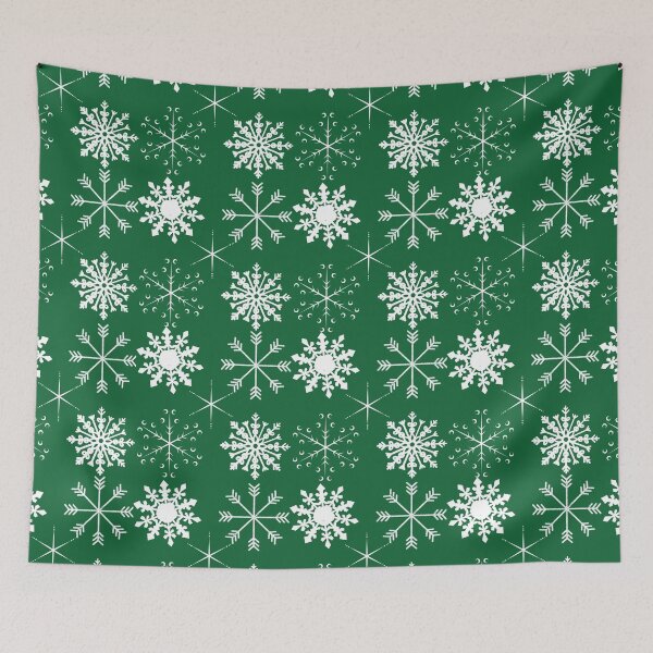 Item preview, Icy Snowflakes on Green Background designed and sold by The Sober Art.