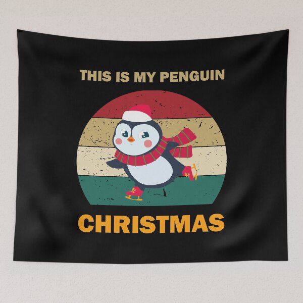 Item preview, This is my penguin christmas vintage funny ice skating cute penguin with christmas scarf  designed and sold by SGS-.