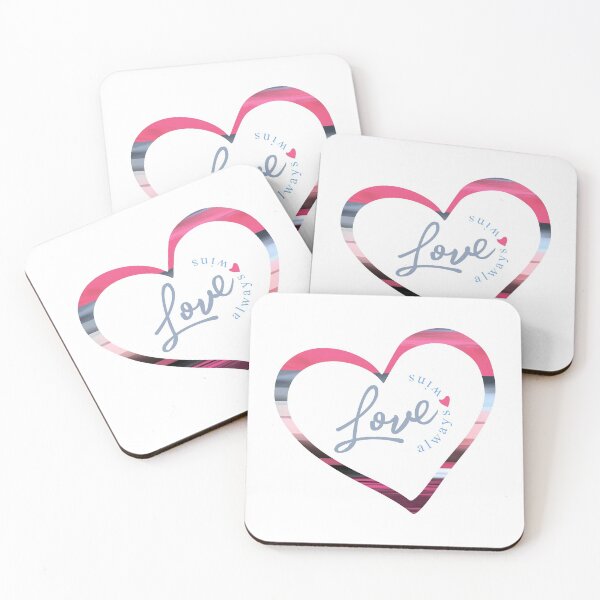 Item preview, Love Always Wins - pink and blue valentine heart on fresh white designed and sold by Caroline Laursen.