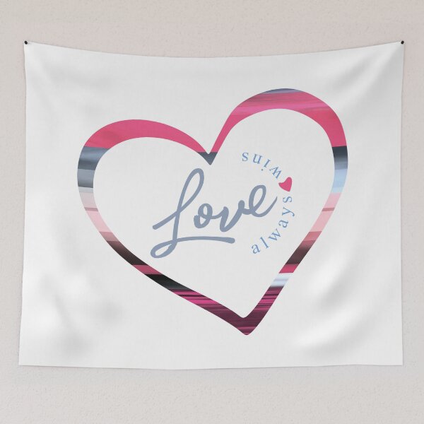 Item preview, Love Always Wins - pink and blue valentine heart on fresh white designed and sold by Caroline Laursen.