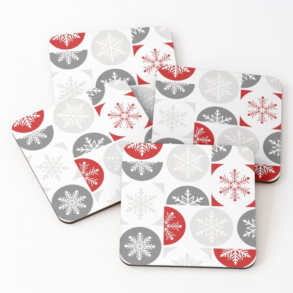 Item preview, Snowflakes Christmas patchwork in red and grey designed and sold by Fibracreativa.
