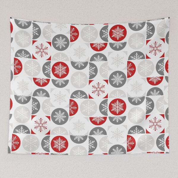 Item preview, Snowflakes Christmas patchwork in red and grey designed and sold by Fibracreativa.