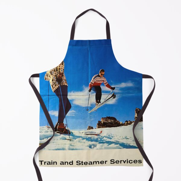 Artikelvorschau, retro classic Train and Steamer Service to your Winterpsort poster entworfen und verkauft von CorasPosters.