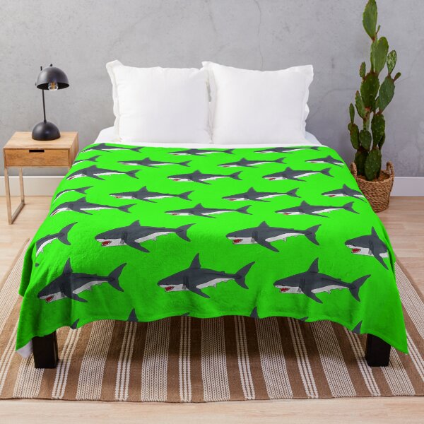 Vista previa del artículo con la obra «Tiburones sobre fondo verde brillante», diseñado y vendido por FoxRoad.
