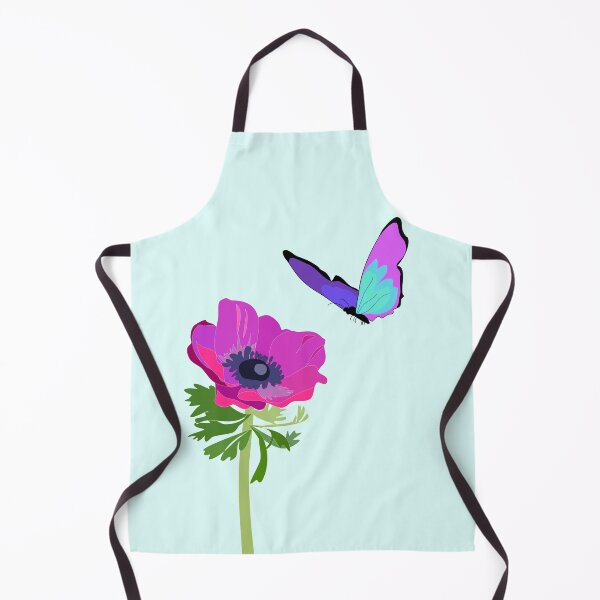 Item preview, Purple butterfly over pink anemone flower designed and sold by orangerinka.