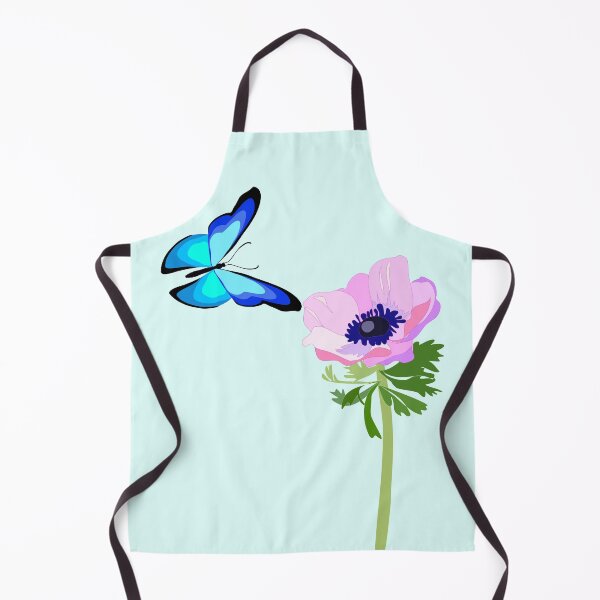 Item preview, Blue butterfly over light pink anemone flower designed and sold by orangerinka.