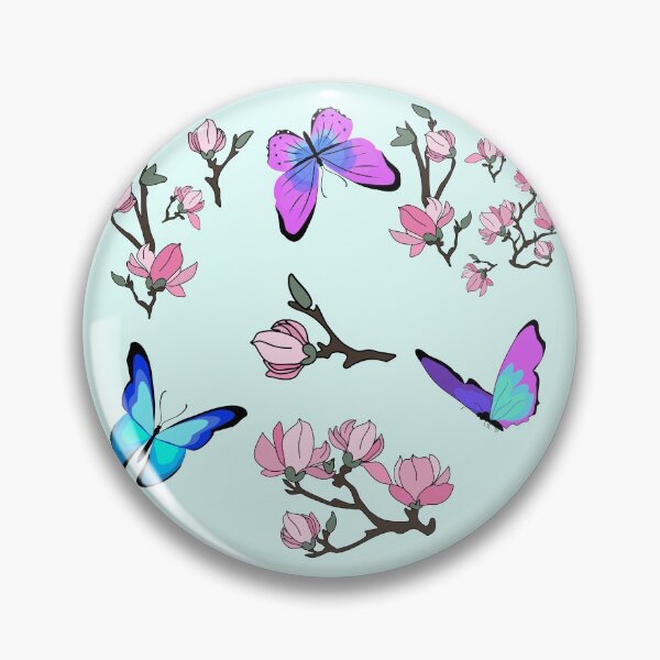 Item preview, Magnolia flowers and butterflies designed and sold by orangerinka.