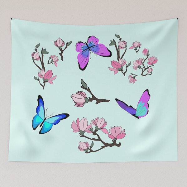 Item preview, Magnolia flowers and butterflies designed and sold by orangerinka.