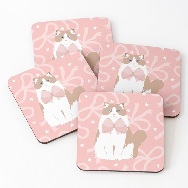 Item preview, Romantic Ragdoll Cat with Pink Ribbon Bow designed and sold by lulululupaint.