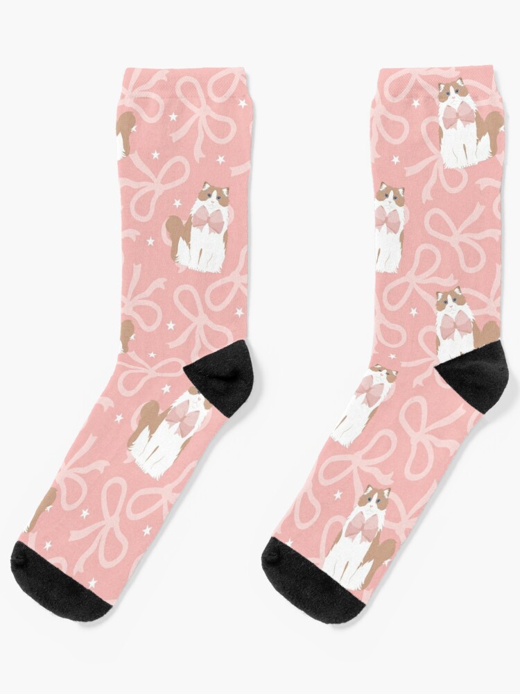 Cat Socks with Ribbon 