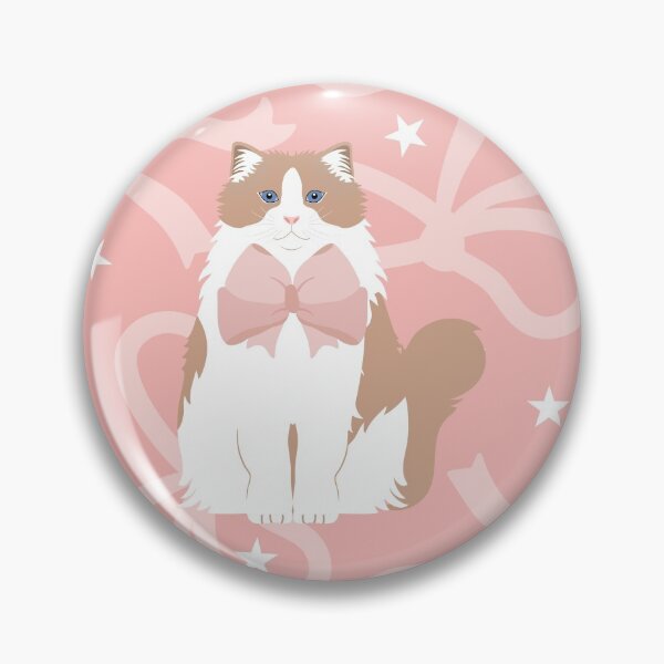 Item preview, Romantic Ragdoll Cat with Pink Ribbon Bow designed and sold by lulululupaint.