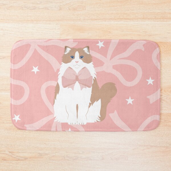 Item preview, Romantic Ragdoll Cat with Pink Ribbon Bow designed and sold by lulululupaint.