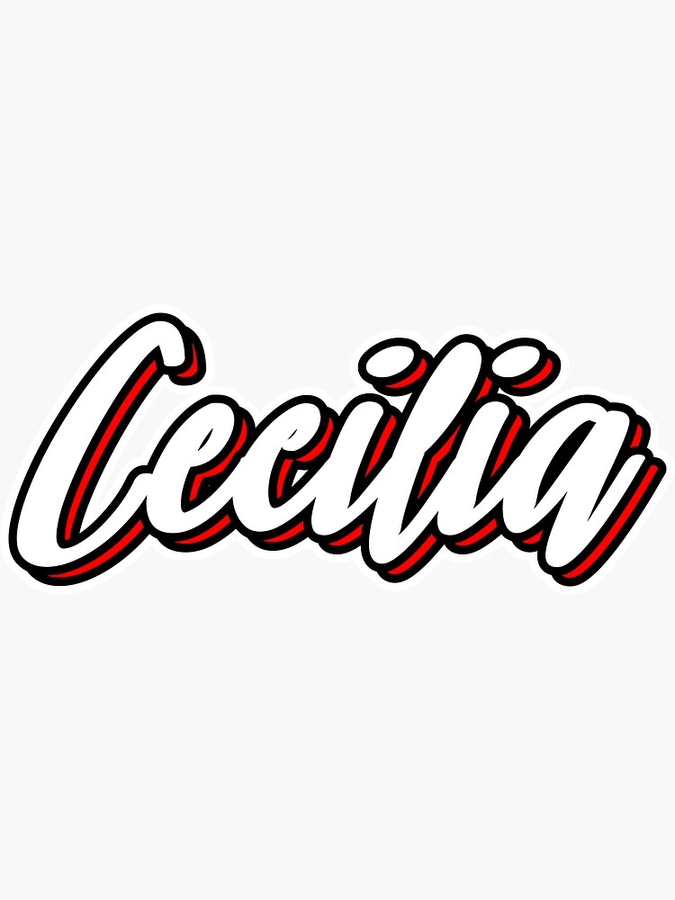 "Cecilia first name hand lettering design" Sticker for Sale by sulies