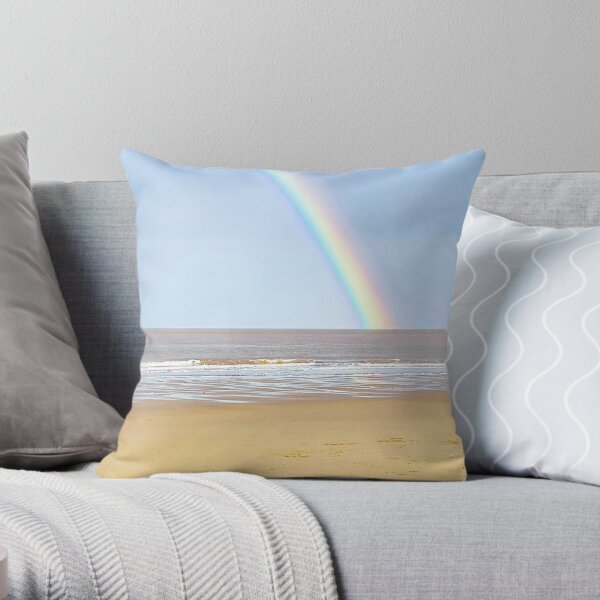 Beach Rainbow Scenery Throw Pillow