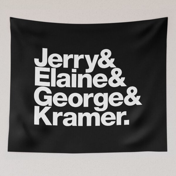 Aperçu de l'œuvre Jerry & Elaine & George & Kramer (lettres blanches) créée et vendue par dudethecreator.
