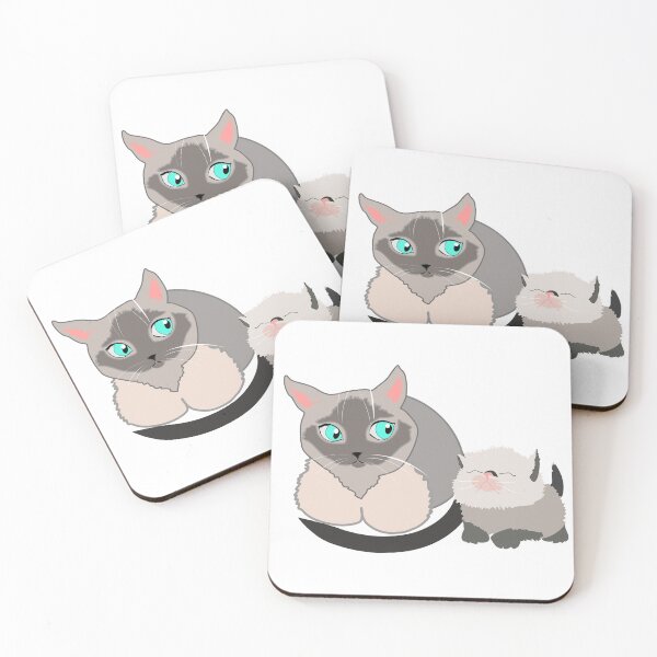 Item preview, Siamese mother cat and kitten designed and sold by orangerinka.