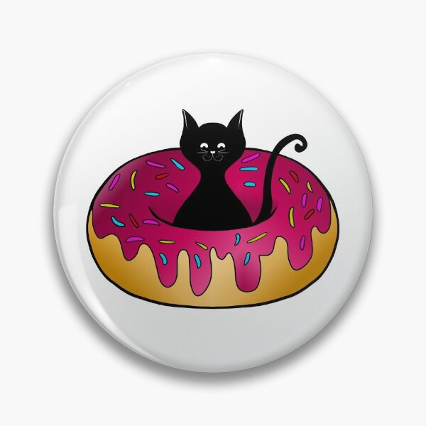Item preview, Black cat with donut designed and sold by EmotionArt.