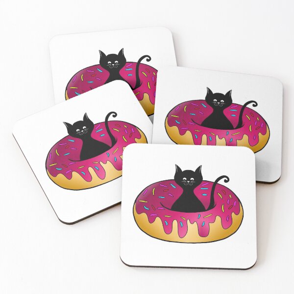 Item preview, Black cat with donut designed and sold by EmotionArt.