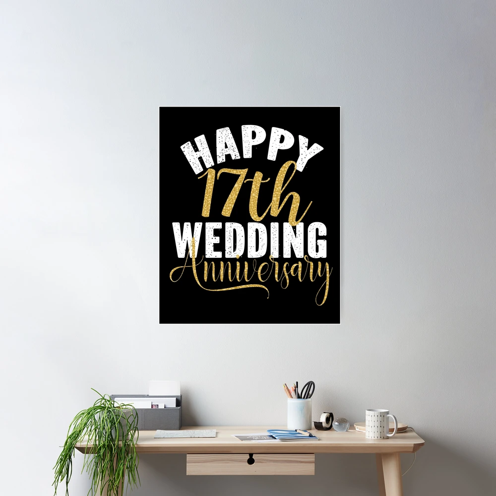 Happy 17th Wedding Anniversary Matching Gift For Couples print