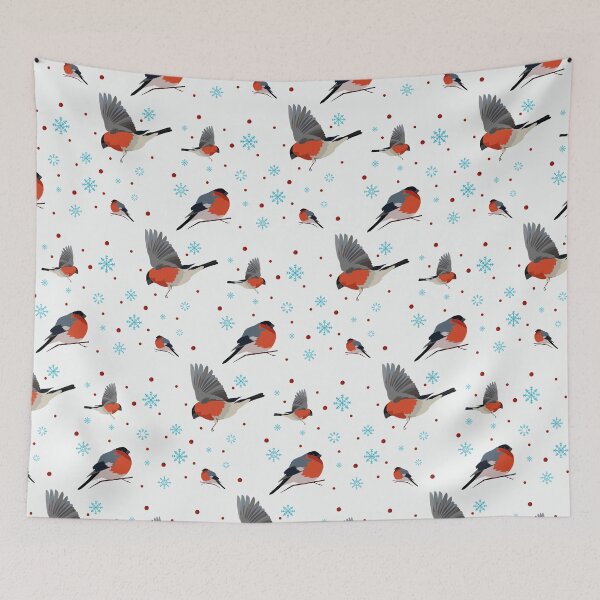 Item preview, Bullfinches, ashberries and snowflakes winter pattern designed and sold by Beresneva.
