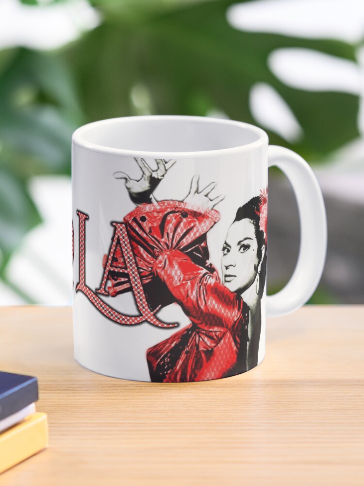 Imagen 1 de 6, Taza de café con la obra Lola Flores vestido rojo , diseñada y vendida por danimota.