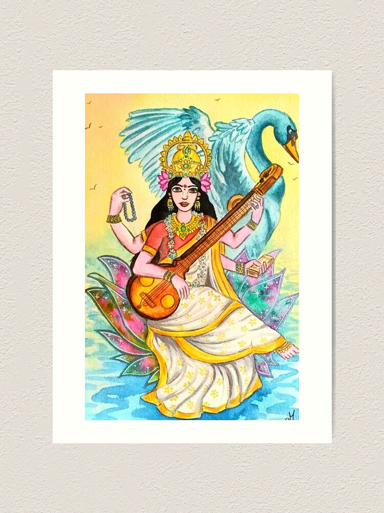 Saraswati Devi Drawing , Abstract painting - YouTube