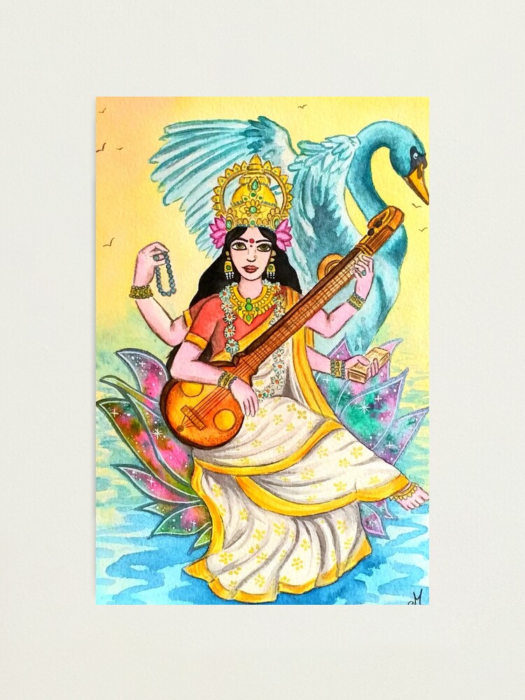 Mituja Religious Canvas Paintings Maa Saraswati Modern Art Painting for  Living Room Hotel Pooja Ghar Bedroom | Premium Cotton | Unframe | Size - 23  X 17 Inches (461) : Amazon.in: Home & Kitchen