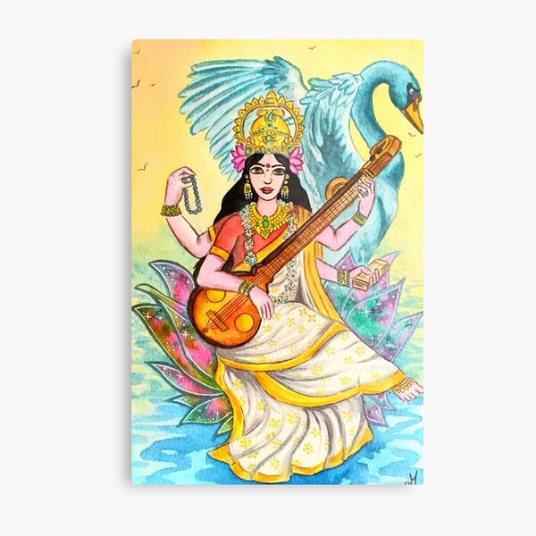 Saraswati is the Hindu goddess of knowledge, music, art, wisdom, and  learning. vector illustration of Goddess Saraswati for Vasant Panchami Puja  of India. Illustration of Goddess of Wisdom Saraswati Stock Vector |