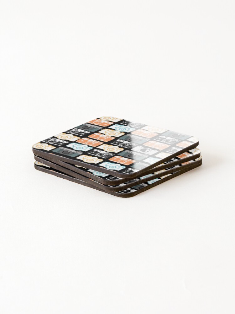 Thumbnail 4 of 5, Coasters (Set of 4), Different Camera Model Colorful Cube Pattern Design designed and sold by Rajpramanik.