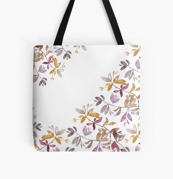 Glitzernde Aquarellzweige Allover-Print Tote Bag