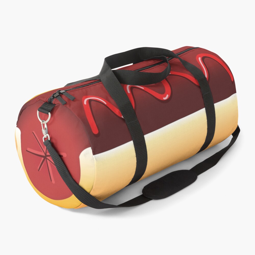 Hot Dog Fast Food Design Sausage in Bun with Mustard and Ketchup Duffle Bag