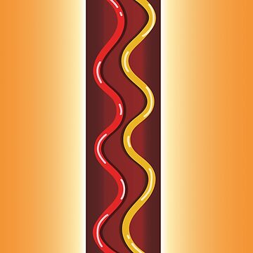 Artwork thumbnail, Hot Dog Fast Food Design Sausage in Bun with Mustard and Ketchup by TrashTante