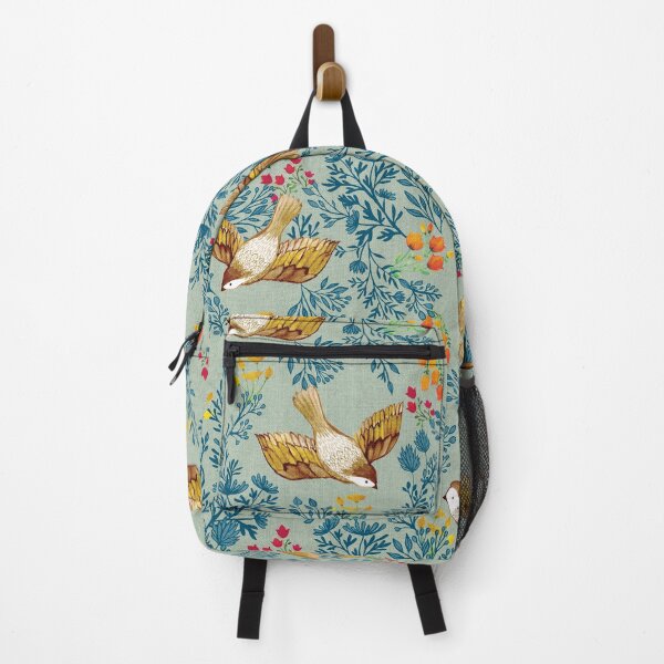 Item preview, Birdsong Meadow Flying Birds Foliage Flowers Eggshell Blue designed and sold by Cecilia Mok.