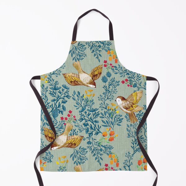 Item preview, Birdsong Meadow Flying Birds Foliage Flowers Eggshell Blue designed and sold by Cecilia Mok.