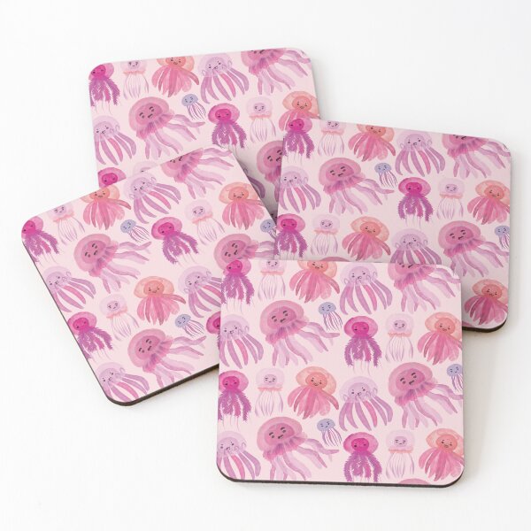 Item preview, Watercolor Jellyfish - Cute Cartoon Pink and Orange Ocean  designed and sold by TheRainbowRoom.