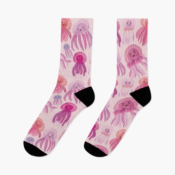 Item preview, Watercolor Jellyfish - Cute Cartoon Pink and Orange Ocean  designed and sold by TheRainbowRoom.