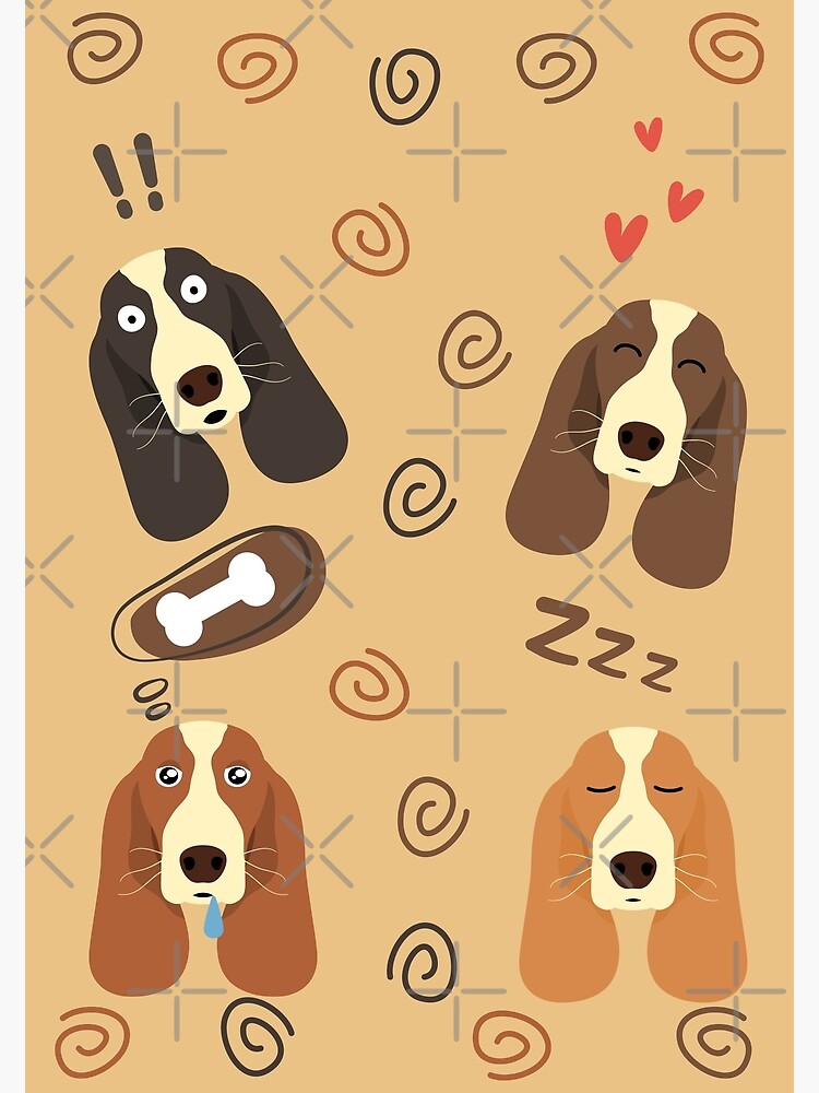"Funny Basset Hound Emoji" Poster by Lulupainting Redbubble