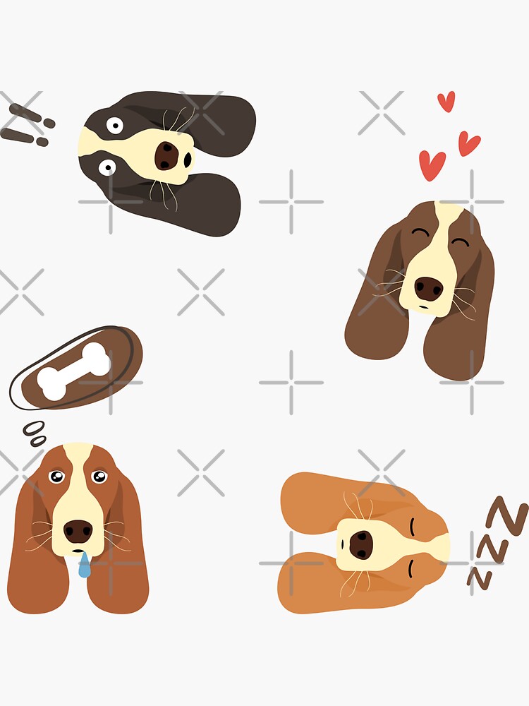 "Funny Basset Hound Emoji" Sticker for Sale by Lulupainting Redbubble