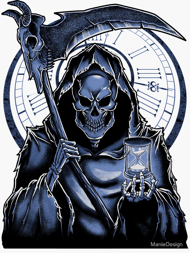 "Death Father Time Grim Reaper" Sticker For Sale By ManieDesign | Redbubble